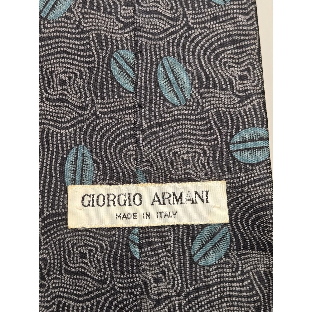 Giorgio Armani Made in Italy Silk Tie Gray Blue Abstract Geometric Necktie - Picture 5 of 5